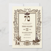ヴィンテージ素朴カウボーイウェスタンフレーム70誕生日 招待状 (正面)