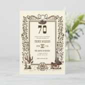 ヴィンテージ素朴カウボーイウェスタンフレーム70誕生日 招待状 (スタンド正面)