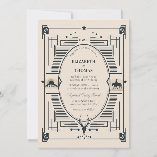 ヴィンテージ素朴カウボーイカントリーウェディングフォト 招待状 (正面)