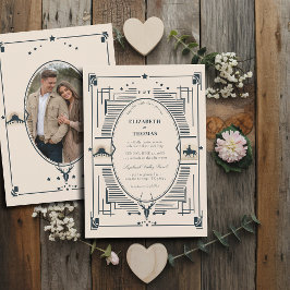 ヴィンテージ素朴カウボーイカントリーウェディングフォト 招待状