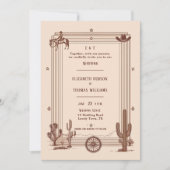 ヴィンテージ素朴カウボーイ結婚のテラコッタフレーム 招待状 (正面)