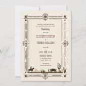 ヴィンテージ素朴カウボーイ結婚の西枠 招待状 (正面)