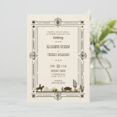 ヴィンテージ素朴カウボーイ結婚の西枠 招待状 (スタンド正面)