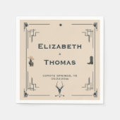 ヴィンテージ素朴カウボーイ結婚ズウエスタンカントリー スタンダードカクテルナプキン (正面)