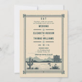 ヴィンテージ素朴カウボーイ結婚ズバーンサボスティール(緑がかった色) 招待状 (正面)