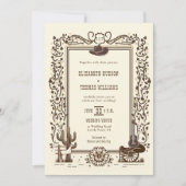 ヴィンテージ素朴カウボーイ結婚ズ西部植物学 招待状 (正面)