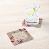 ヴィンテージ素朴カスタムフローラ文字 スクエアペーパーコースター (インサイチュ)