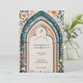 ヴィンテージ素朴カトリック教牧草地ガーデン 招待状 (スタンド正面)