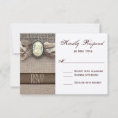 ヴィンテージ素朴カメオブルックバーラップウェディングRSVP 出欠カード (正面)