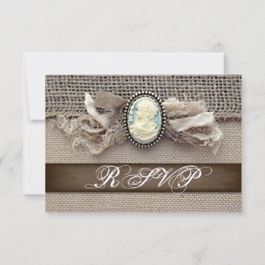 ヴィンテージ素朴カメオブルックバーラップウェディングRSVP 出欠カード (裏面)
