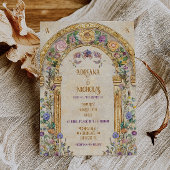 ヴィンテージ素朴カラフル結婚フローラ 招待状