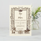 ヴィンテージ素朴カントリーウェディングウエスタンボタニカル 招待状 (スタンド正面)