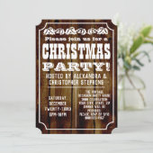 ヴィンテージ素朴カントリーウッドクリスマスパーティー 招待状 (スタンド正面)