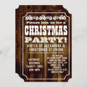 ヴィンテージ素朴カントリーウッドクリスマスパーティー 招待状 (正面/裏面)