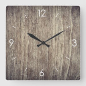 ヴィンテージ素朴カントリーウッドデコール スクエア壁時計 (正面)