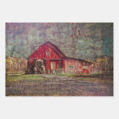 ヴィンテージ素朴カントリーオールドレッドテクスチャー ラッピングペーパーシート (正面)