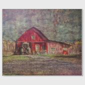 ヴィンテージ素朴カントリーオールドレッドテクスチャー ラッピングペーパー (フラット)