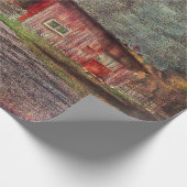 ヴィンテージ素朴カントリーオールドレッドテクスチャー ラッピングペーパー (角)