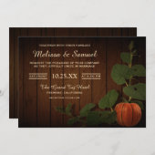 ヴィンテージ素朴カントリーカボチャ結婚式招待状 招待状 (正面/裏面)