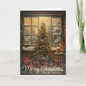 ヴィンテージ素朴カントリークリスマスツリーカスタム シーズンカード (正面)