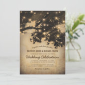 ヴィンテージ素朴カントリーツリー結婚ライト 招待状 (スタンド正面)