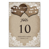 ヴィンテージ素朴カントリーバーラップとレース結婚ズ テーブルナンバー (裏面)