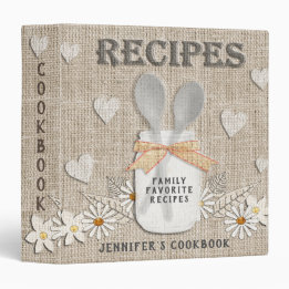 ヴィンテージ素朴カントリーパーソナライズされたクックブック3りん