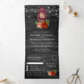 ヴィンテージ素朴カントリーフローラ油結婚ランタン 三つ折り招待状 (内部)