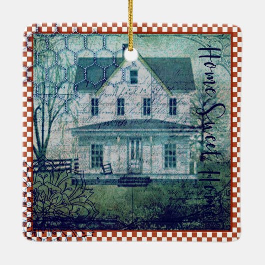 ヴィンテージ素朴カントリーホームエフェメラ セラミックオーナメント (裏面)