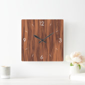 ヴィンテージ素朴カントリー木製デコール スクエア壁時計 (ホーム)