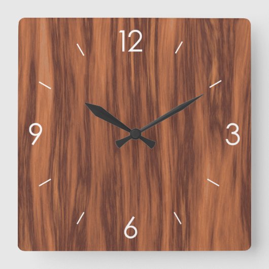 ヴィンテージ素朴カントリー木製デコール スクエア壁時計 (正面)