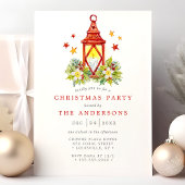 ヴィンテージ素朴キャンドルランタンクリスマスパーティー 招待状