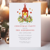 ヴィンテージ素朴キャンドルランタンクリスマスパーティー 招待状