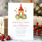 ヴィンテージ素朴キャンドルランタンクリスマスパーティー 招待状