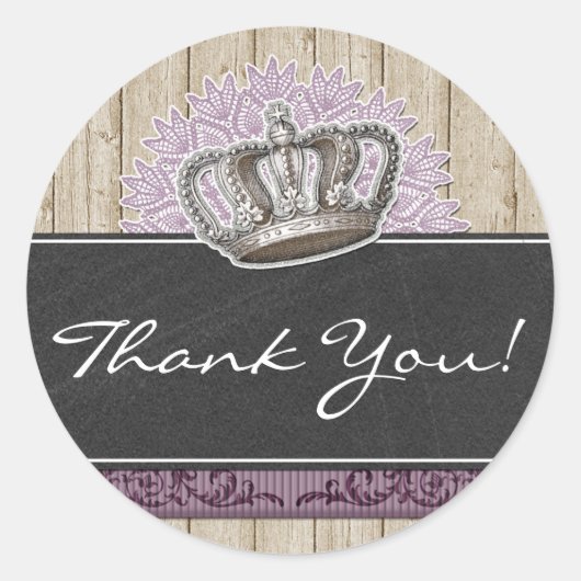 ヴィンテージ素朴クラウンウッド&シャルボードサンキュー ラウンドシール (正面)