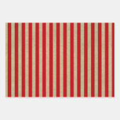 ヴィンテージ素朴クラフトクリスマスカラーストライプカラー ラッピングペーパーシート (正面2)