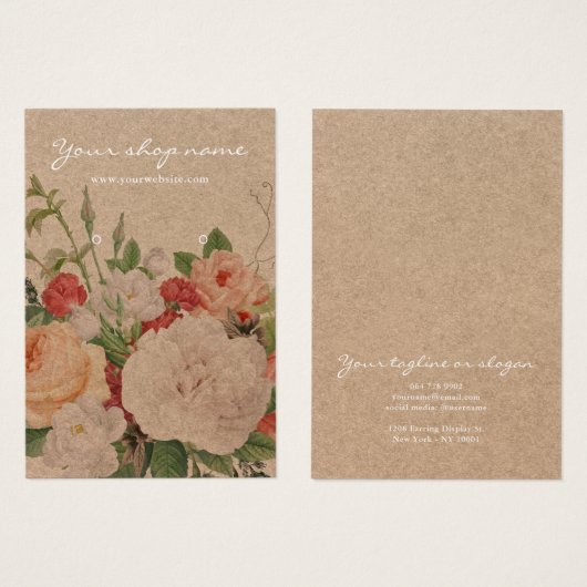 ヴィンテージ素朴クラフトシックフローライヤリング表示 (正面&裏面)