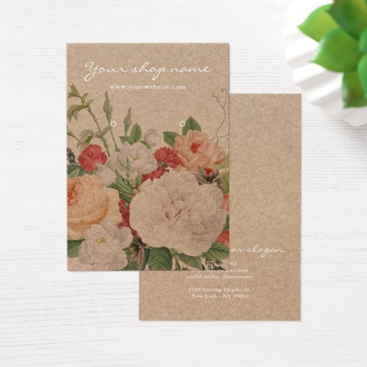 ヴィンテージ素朴クラフトシックフローライヤリング表示 (デスク)