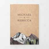 ヴィンテージ素朴クラフトマウンテンフォレストフォトズ結婚ーズ 三つ折り招待状 (カバー)