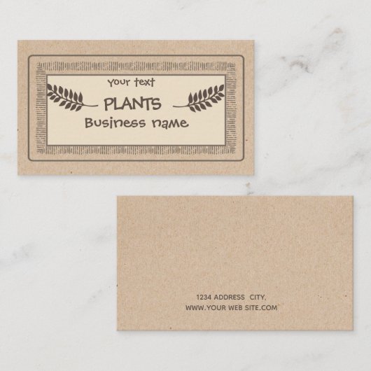 ヴィンテージ素朴クラフト植物枝 名刺 (正面/裏面)
