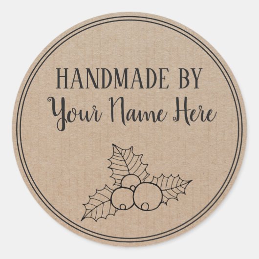 ヴィンテージ素朴クリスマスの聖なる工芸品で手作り ラウンドシール (正面)