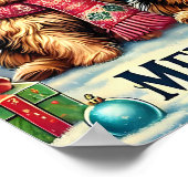 ヴィンテージ素朴クリスマステリアヨークシャードッグ ポスター (角)