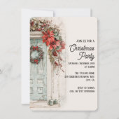 ヴィンテージ素朴クリスマスディナーパーティー 招待状 (正面)
