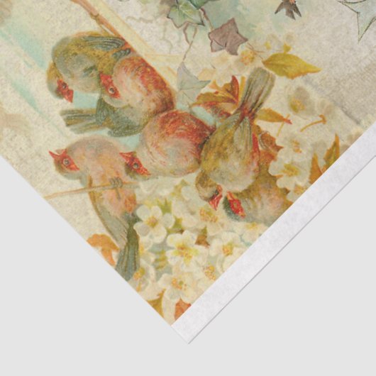 ヴィンテージ素朴クリスマスバード&ホリーエフエメラ 薄葉紙 (詳細)