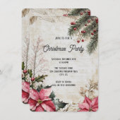 ヴィンテージ素朴クリスマスパーティースクラップブックページ 招待状 (正面/裏面)