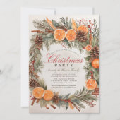 ヴィンテージ素朴クリスマスパーティー：ノスタルジックなエレガンス 招待状 (正面)