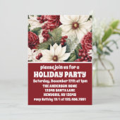 ヴィンテージ素朴クリスマスフラワーズホリデーパーティー 招待状 (スタンド正面)