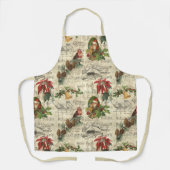 ヴィンテージ素朴クリスマスミュージックフローラエフェメラ エプロン (正面)