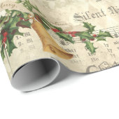 ヴィンテージ素朴クリスマスミュージックフローラエフェメラ ラッピングペーパー (ロールコーナー)