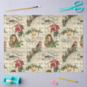 ヴィンテージ素朴クリスマスミュージックフローラエフェメラ 薄葉紙 (クラフト)